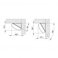 LED-Leuchte LD8003A Eckmontage Zeichnung