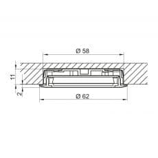 LED Leuchte LD8009-58 Querschnittszeichnung
