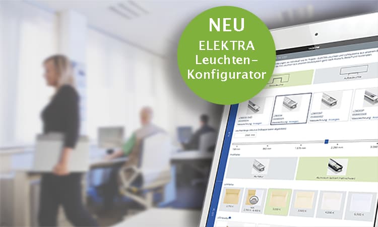 LED Konfigurator auf Bildschirm mit Planern im Hintergrund